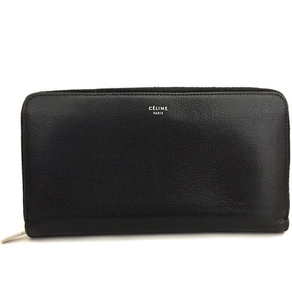 CELINE Logo Leather Zippy Zip Around Long Wallet - Picture 1 of 8
